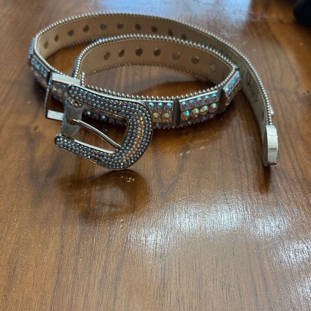B.B. Simon Silver and Iridescent Belt